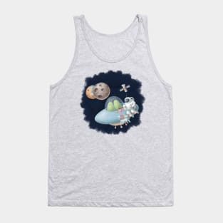 Open space with astronauts and aliens. Tank Top